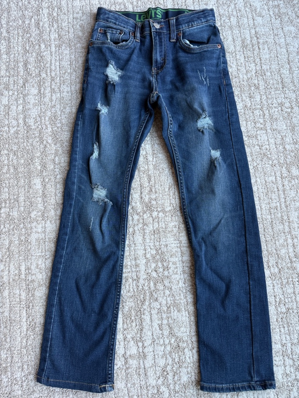 Levi's Kid’s Slim Straight Distressed Jeans - Blue
